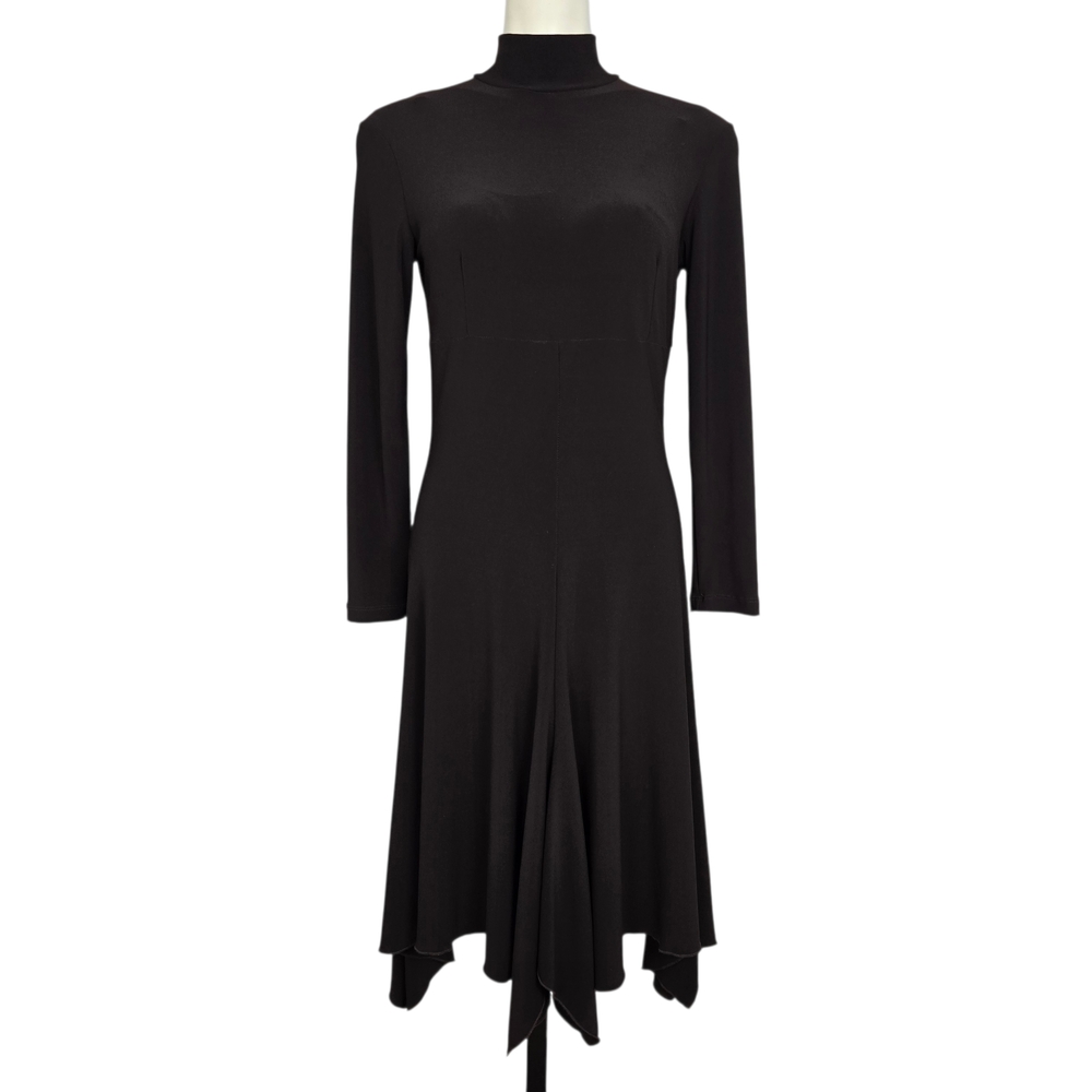 NWT ZOKAI Women's Dark Espresso Brown Long Sleeves Fit & Flare Dress Stretch L